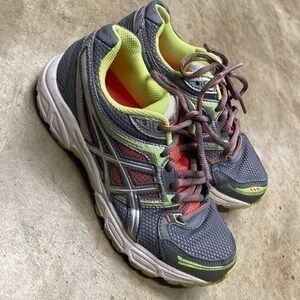 Asics GEL Kayano Grey Orange Green Running Shoes size 6